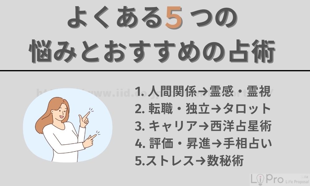 仕事相談でよくある5つの悩みとおすすめの占術
