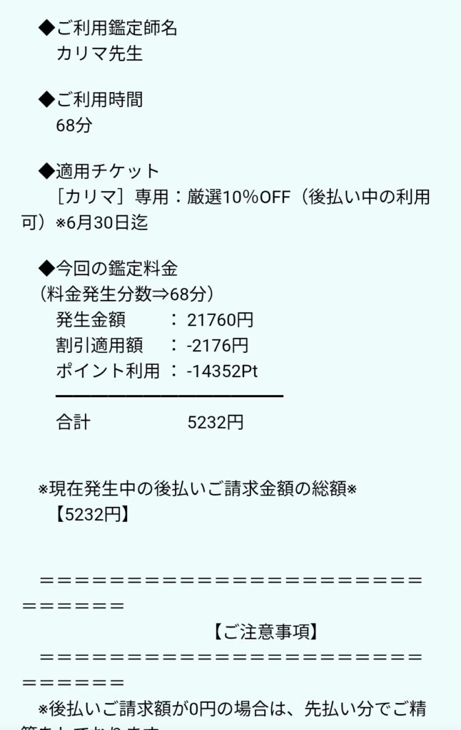 カリマさん請求金額