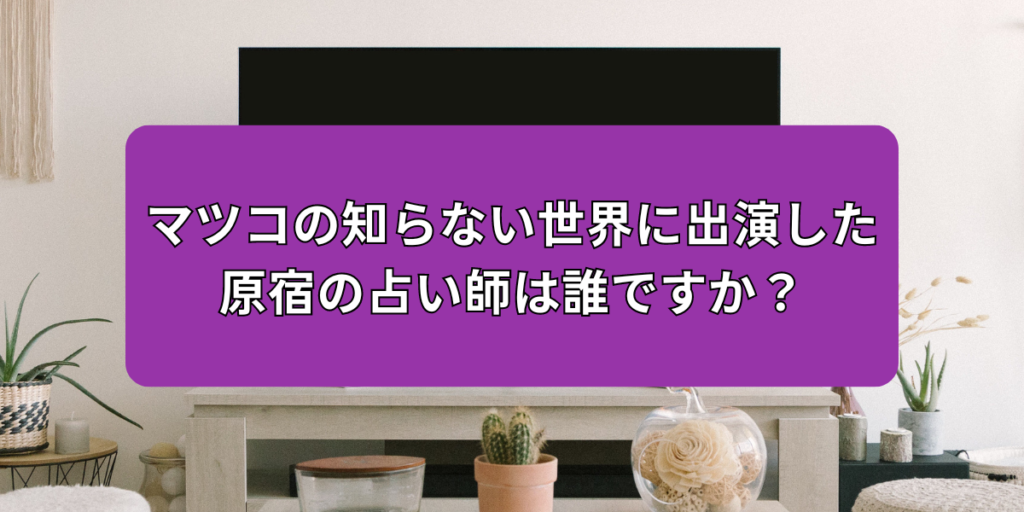 マツコの知らない世界に出演した原宿の占い師は誰ですか？